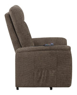 Henrietta Power Lift Recliner with Storage Pocket Brown - 609404P - Luna Furniture