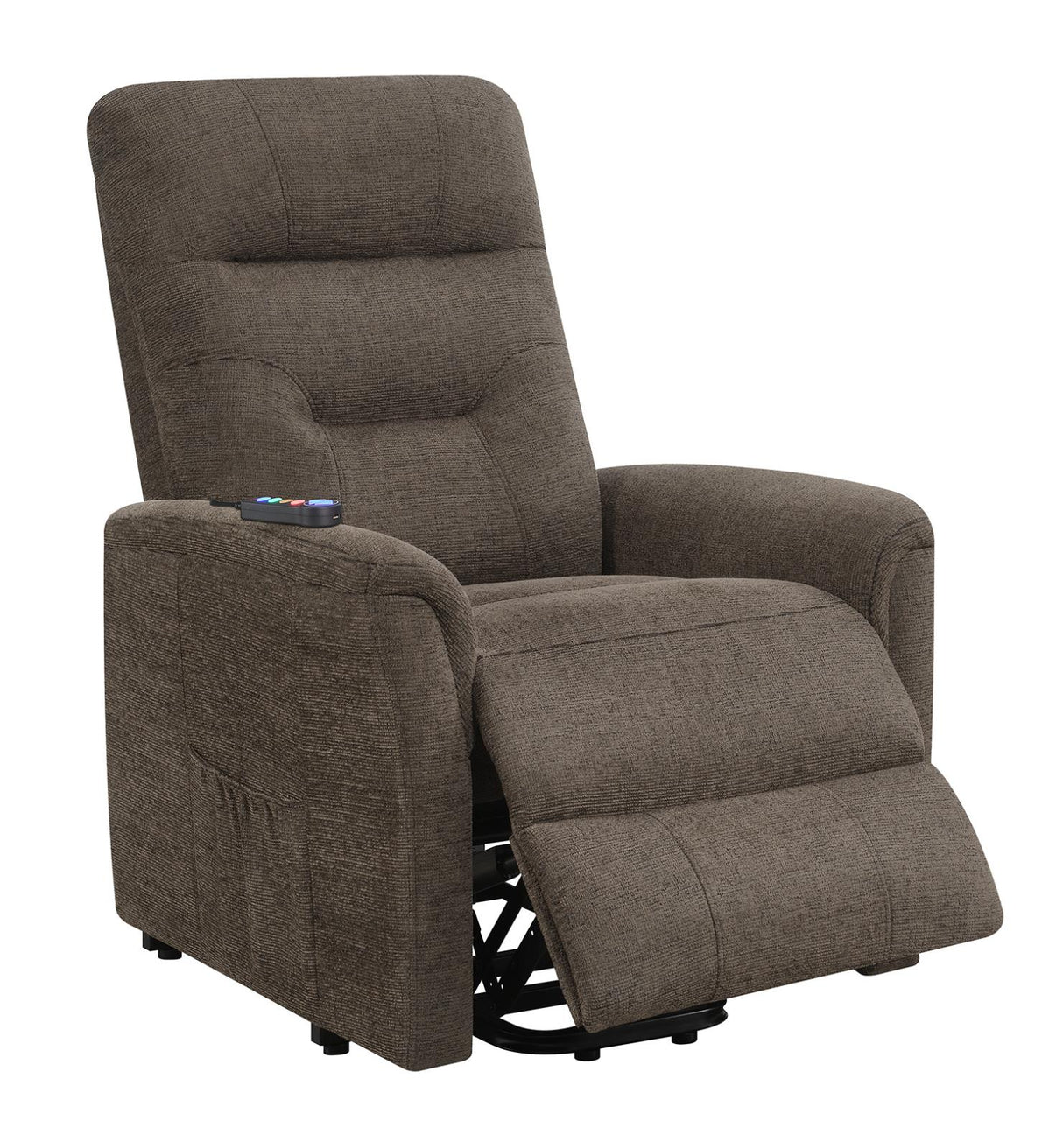 Henrietta Power Lift Recliner with Storage Pocket Brown - 609404P - Luna Furniture