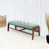 Hera Bench With Buttons (Green Leather) - AFC01995 - Luna Furniture