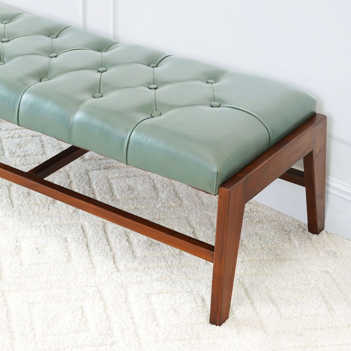 Hera Bench With Buttons (Green Leather) - AFC01995 - Luna Furniture