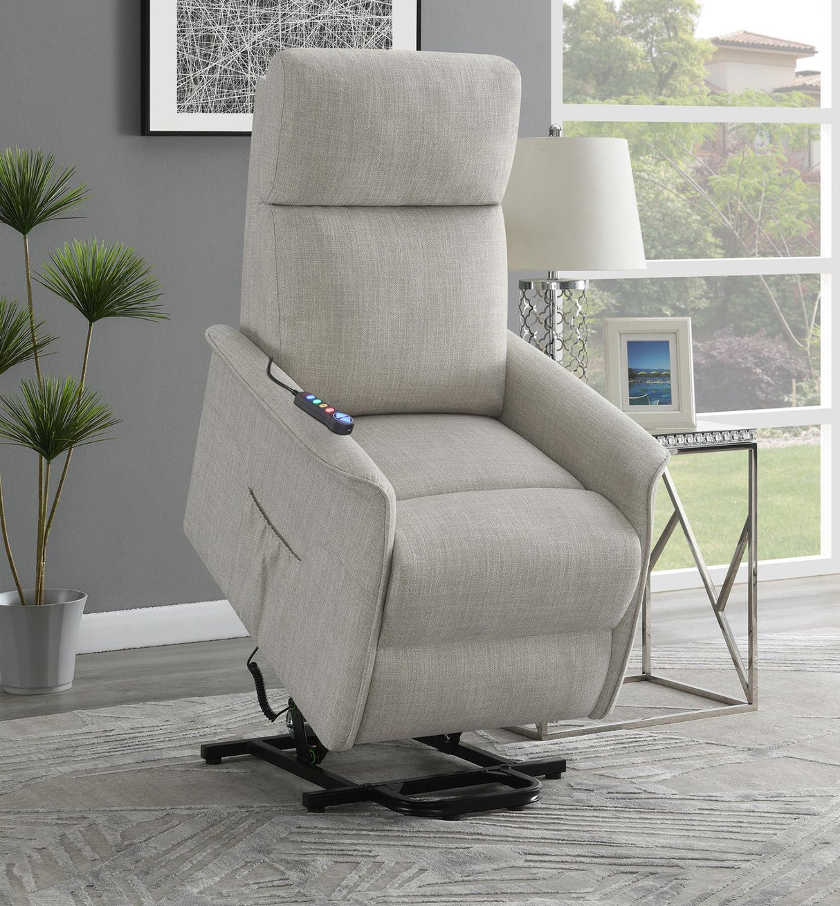 Herrera Power Lift Recliner with Wired Remote Beige - 609407P - Luna Furniture