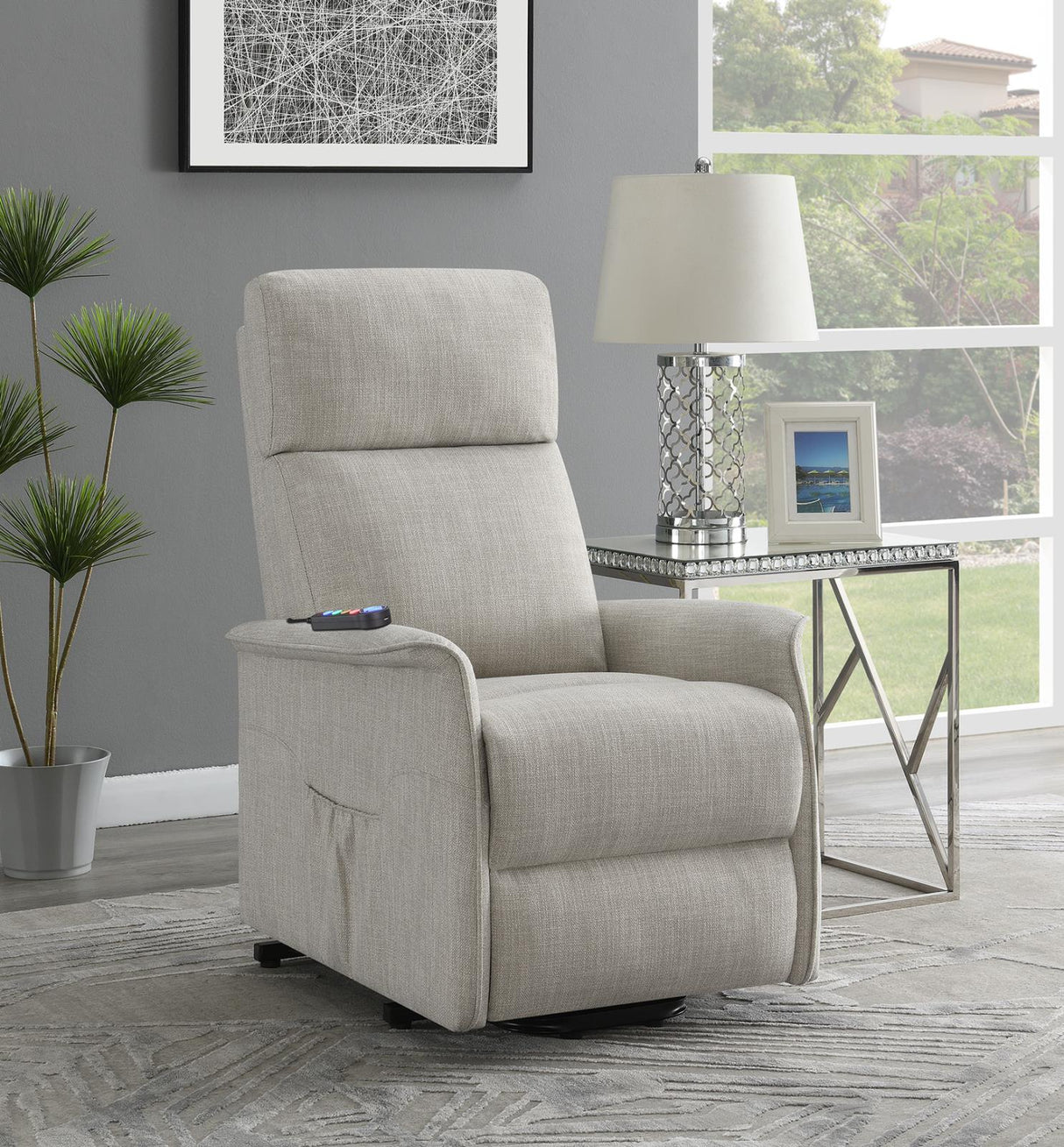 Herrera Power Lift Recliner with Wired Remote Beige - 609407P - Luna Furniture