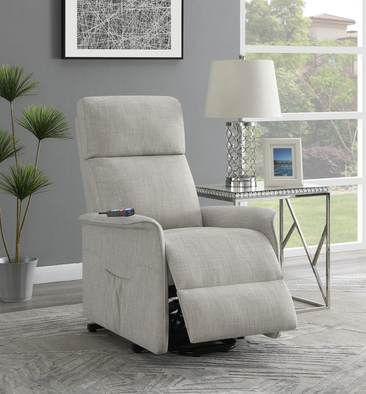 Herrera Power Lift Recliner with Wired Remote Beige - 609407P - Luna Furniture