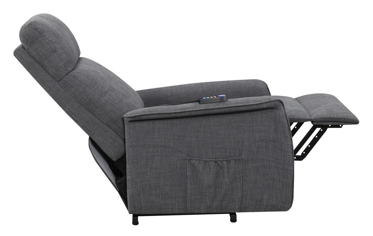 Herrera Power Lift Recliner with Wired Remote Charcoal - 609406P - Luna Furniture