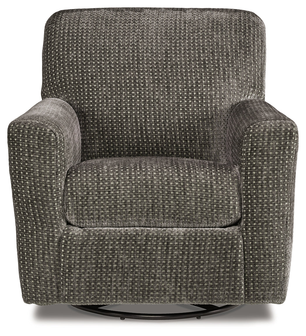 Herstow Charcoal Swivel Glider Accent Chair - A3000366 - Luna Furniture