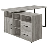 Hertford Gray Driftwood L-shape Office Desk with Storage from Coaster - Luna Furniture