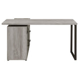 Hertford Gray Driftwood L-shape Office Desk with Storage from Coaster - Luna Furniture