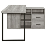 Hertford Gray Driftwood L-shape Office Desk with Storage from Coaster - Luna Furniture