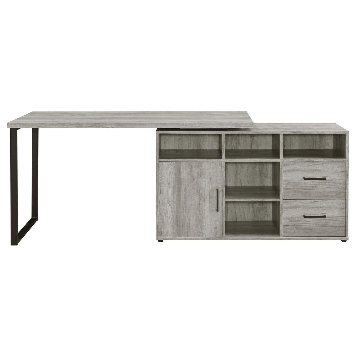 Hertford Gray Driftwood L-shape Office Desk with Storage from Coaster - Luna Furniture