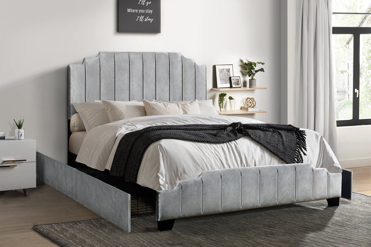 Ridge Gray Full Platform Bed with Side Drawer Storage from Happy Homes - Luna Furniture