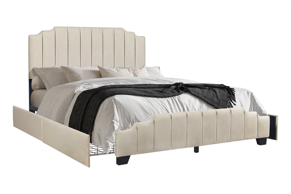 Ridge Beige Full Platform Bed with Side Drawer Storage from Happy Homes - Luna Furniture