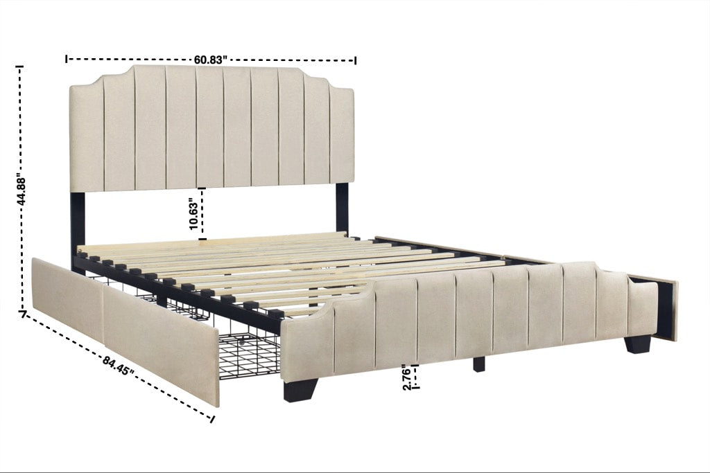 Ridge Beige Queen Platform Bed with Side Drawer Storage from Happy Homes - Luna Furniture