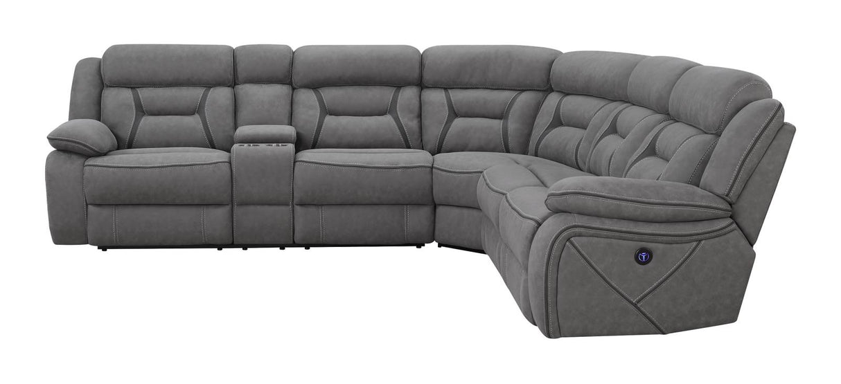 Higgins Four-Piece Upholstered Power Sectional Gray from Coaster - Luna Furniture