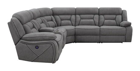 Higgins Four-Piece Upholstered Power Sectional Gray from Coaster - Luna Furniture