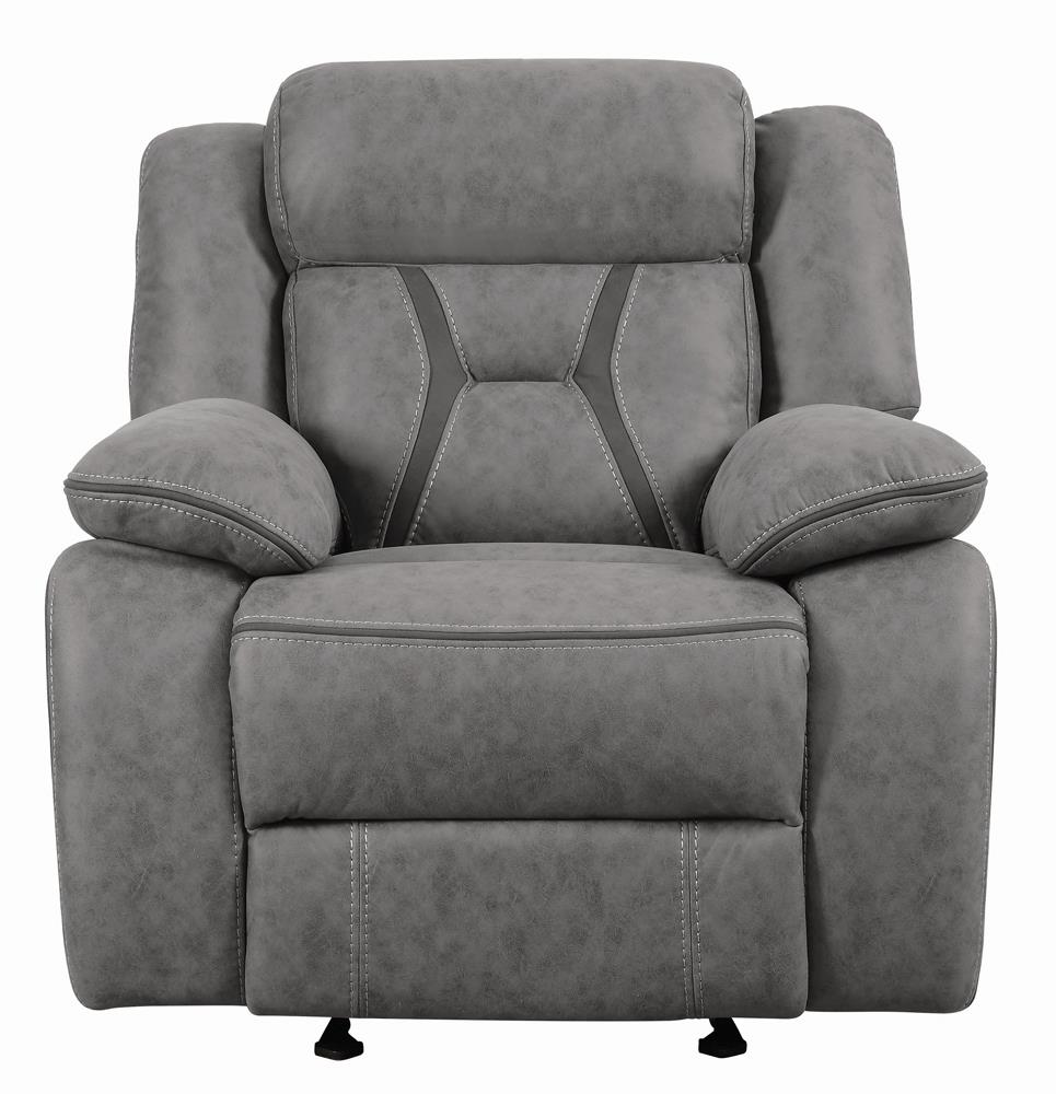 Higgins Overstuffed Upholstered Glider Recliner Grey - 602263 - Luna Furniture