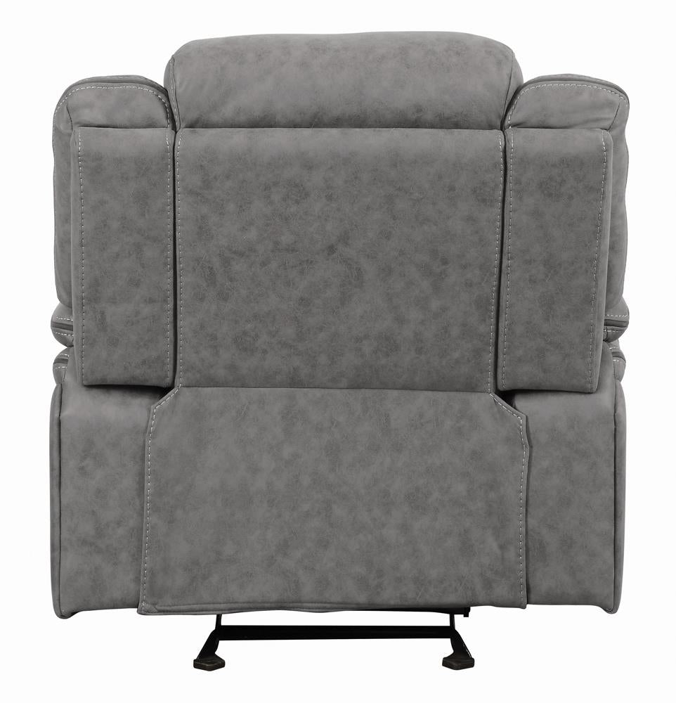 Higgins Overstuffed Upholstered Glider Recliner Grey - 602263 - Luna Furniture