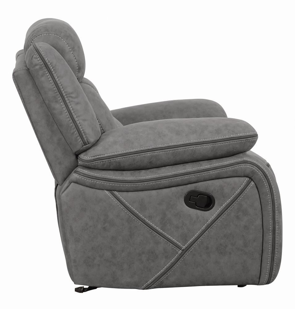 Higgins Overstuffed Upholstered Glider Recliner Grey - 602263 - Luna Furniture