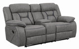 Higgins Pillow Top Arm Motion Loveseat with Console Gray from Coaster - Luna Furniture