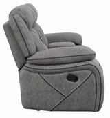 Higgins Pillow Top Arm Motion Loveseat with Console Gray from Coaster - Luna Furniture