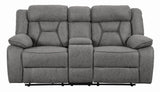 Higgins Pillow Top Arm Motion Loveseat with Console Gray from Coaster - Luna Furniture