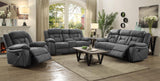 Higgins Pillow Top Arm Motion Loveseat with Console Gray from Coaster - Luna Furniture