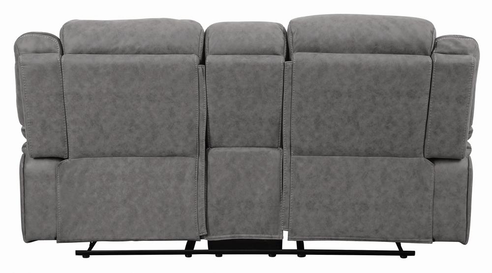 Higgins Pillow Top Arm Motion Loveseat with Console Gray from Coaster - Luna Furniture