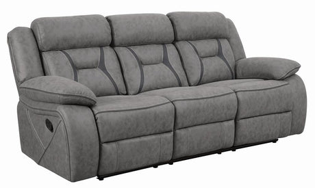 Higgins Pillow Top Arm Upholstered Motion Sofa Grey - 602261 - Luna Furniture