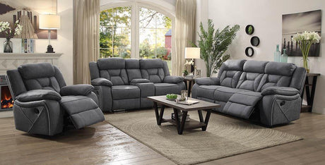 Higgins Pillow Top Arm Upholstered Motion Sofa Grey - 602261 - Luna Furniture