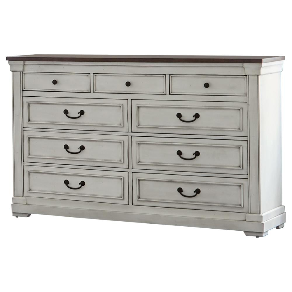 Hillcrest Dark Rum/White 9-Drawer Dresser from Coaster - Luna Furniture