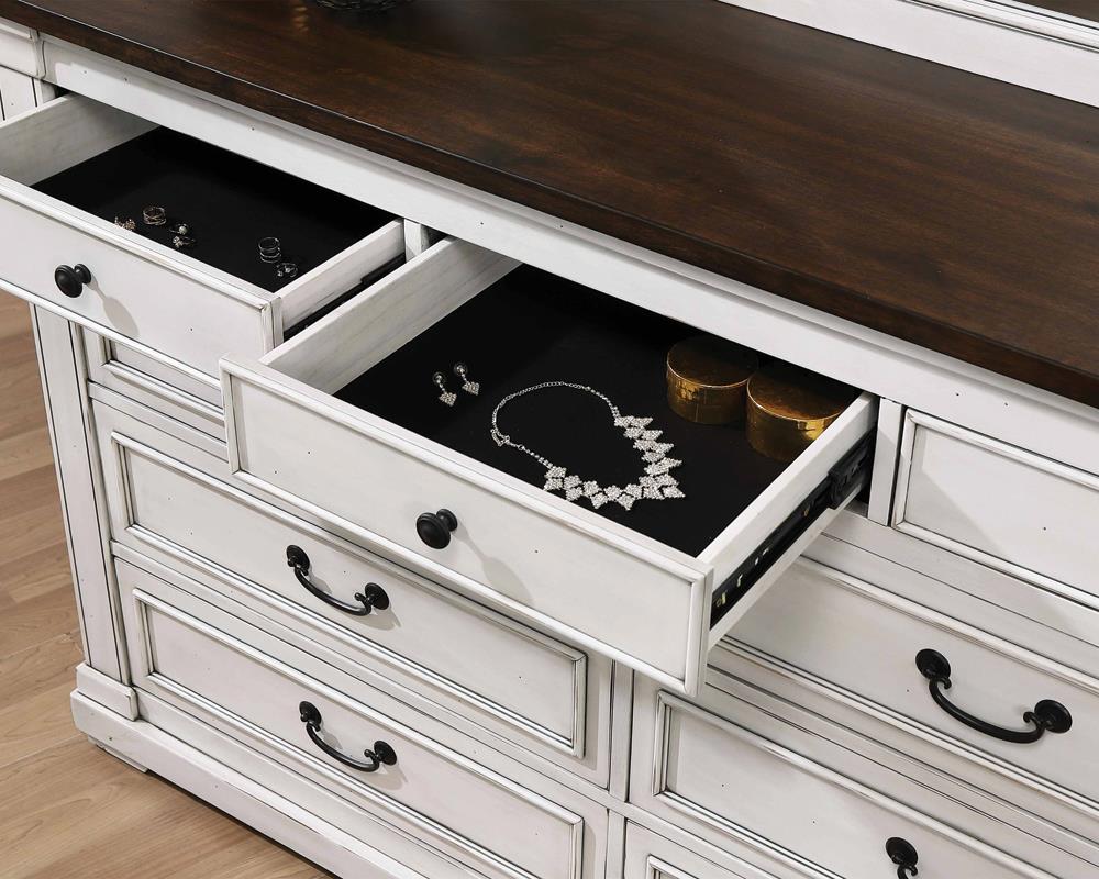 Hillcrest Dark Rum/White 9-Drawer Dresser from Coaster - Luna Furniture