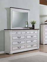 Hillcrest 9-drawer Dresser with Mirror Dark Rum and White from Coaster - Luna Furniture