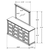 Hillcrest 9-drawer Dresser with Mirror Dark Rum and White from Coaster - Luna Furniture