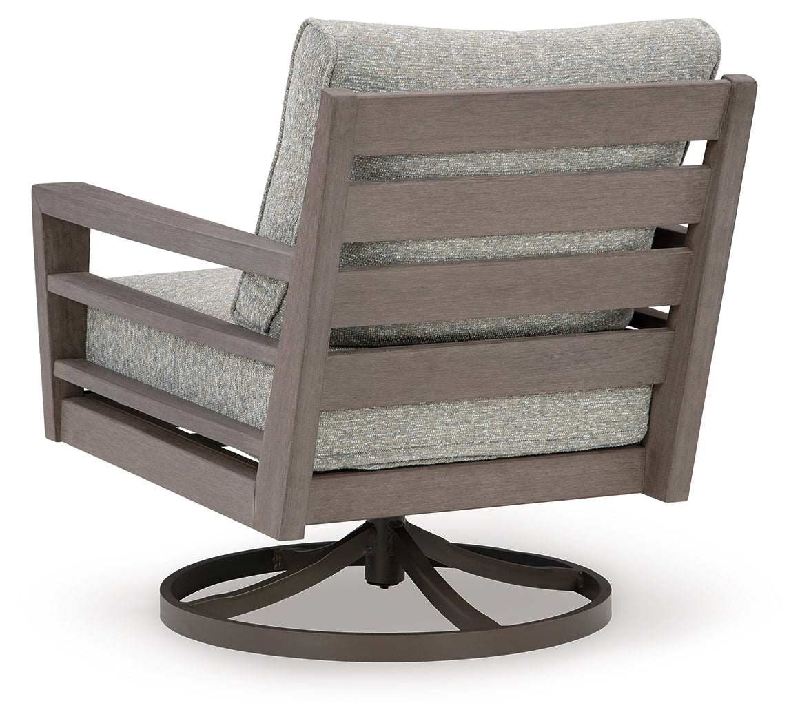 Hillside Barn Gray/Brown Outdoor Swivel Lounge with Cushion - P564-821 - Luna Furniture