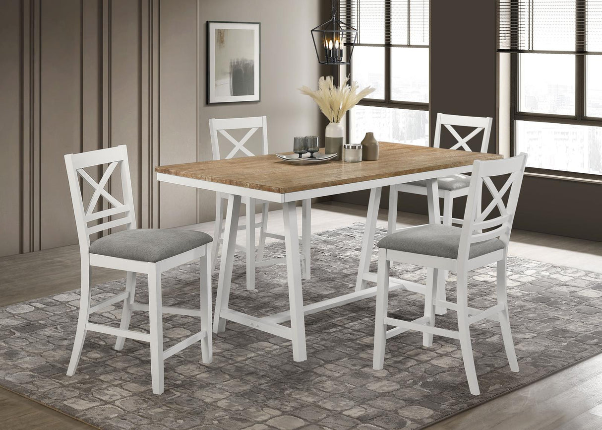 Hollis Brown/White 5-Piece Rectangular Counter Height Dining Set from Coaster - Luna Furniture