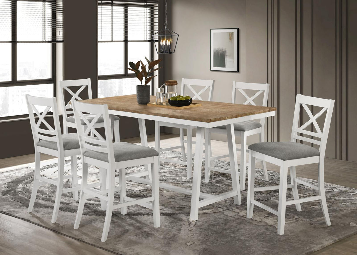 Hollis Brown/White 7-Piece Rectangular Counter Height Dining Set from Coaster - Luna Furniture