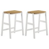 Hollis Wood Counter Height Backless Bar Stool Brown and White (Set of 2) from Coaster - Luna Furniture