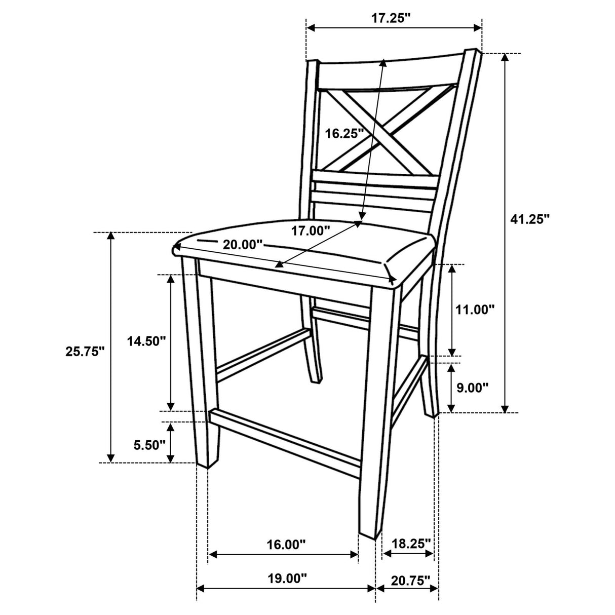 Hollis X-Back Counter Height Dining Chairs White and Grey (Set of 2) from Coaster - Luna Furniture