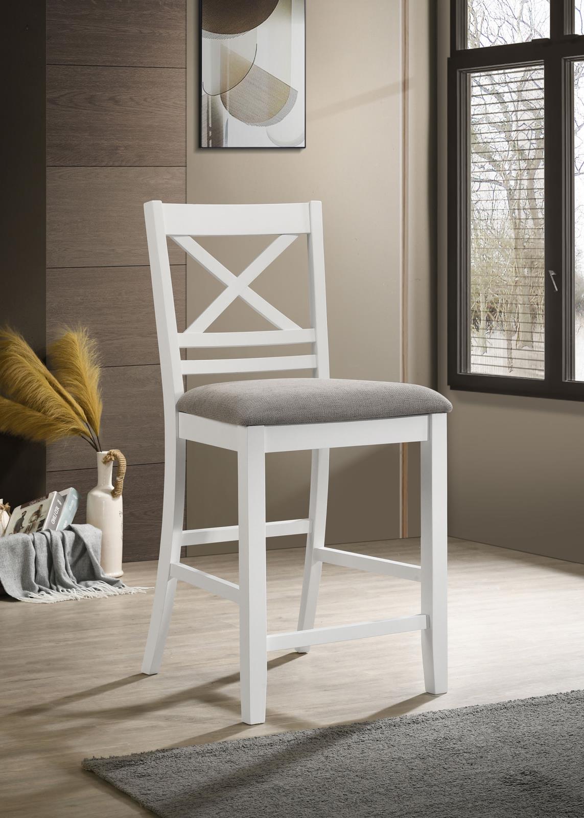 Hollis X-Back Counter Height Dining Chairs White and Grey (Set of 2) from Coaster - Luna Furniture