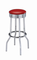 Hopkins Red/Chrome Upholstered Top Bar Stools, Set of 2 from Coaster - Luna Furniture