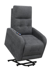 Howie Tufted Upholstered Power Lift Recliner Charcoal - 609403P - Luna Furniture