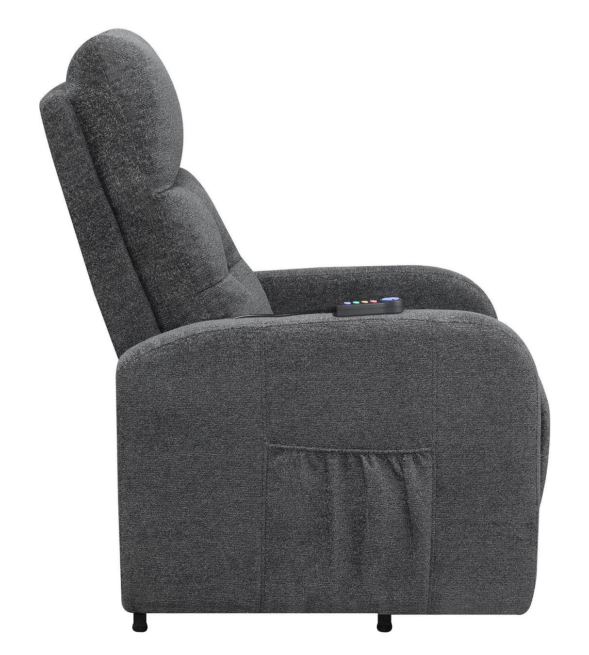 Howie Tufted Upholstered Power Lift Recliner Charcoal - 609403P - Luna Furniture