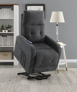 Howie Tufted Upholstered Power Lift Recliner Charcoal - 609403P - Luna Furniture