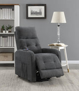 Howie Tufted Upholstered Power Lift Recliner Charcoal - 609403P - Luna Furniture