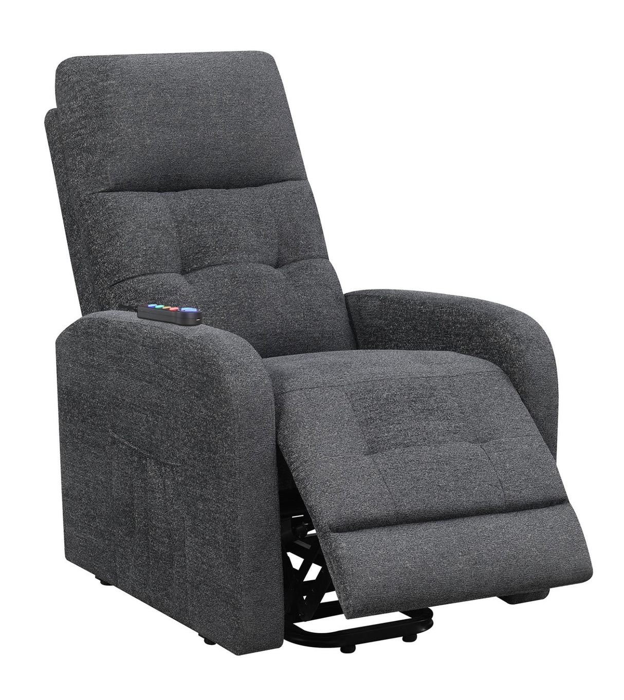 Howie Tufted Upholstered Power Lift Recliner Charcoal - 609403P - Luna Furniture