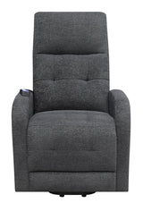 Howie Tufted Upholstered Power Lift Recliner Charcoal - 609403P - Luna Furniture