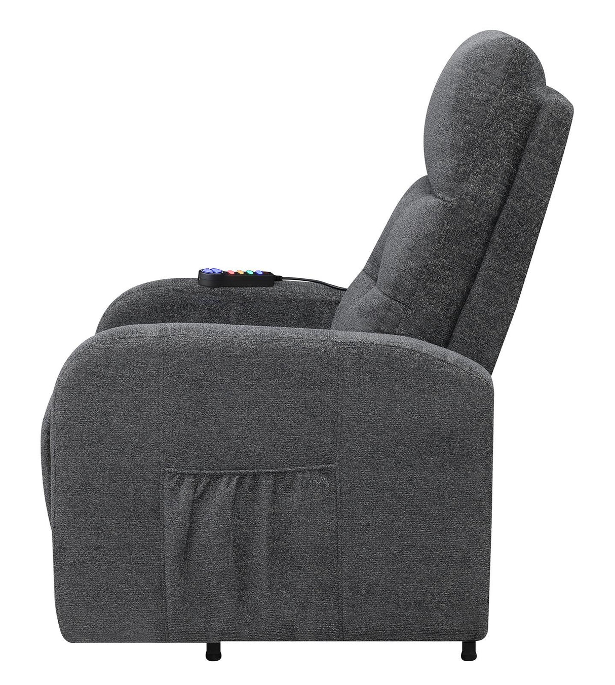 Howie Tufted Upholstered Power Lift Recliner Charcoal - 609403P - Luna Furniture