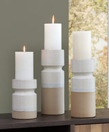 Hurston Ivory/Brown Candle Holder (Set of 3) - A2000583 - Luna Furniture