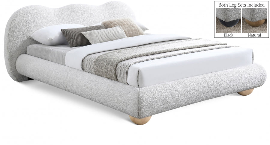 Hyde Boucle Fabric King Bed (3 Boxes) Cream from Meridian - Luna Furniture