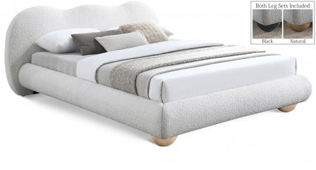 Hyde Boucle Fabric King Bed (3 Boxes) Cream from Meridian - Luna Furniture