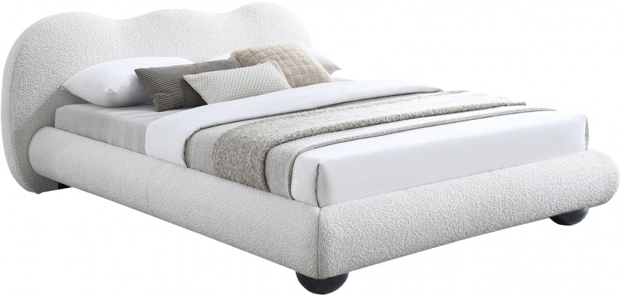 Hyde Boucle Fabric King Bed (3 Boxes) Cream from Meridian - Luna Furniture